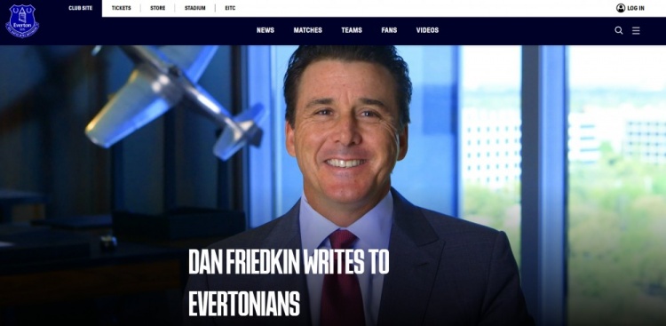 弗里德金致信球迷:埃弗頓代表著偉大遺產(chǎn),很榮幸成為其管理者