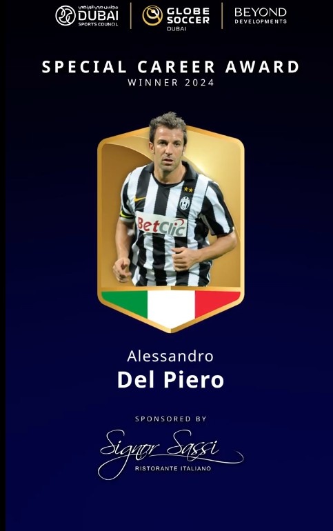 2024年環(huán)足獎(jiǎng):‘斑馬王子’皮耶羅獲頒特別職業(yè)生涯獎(jiǎng)