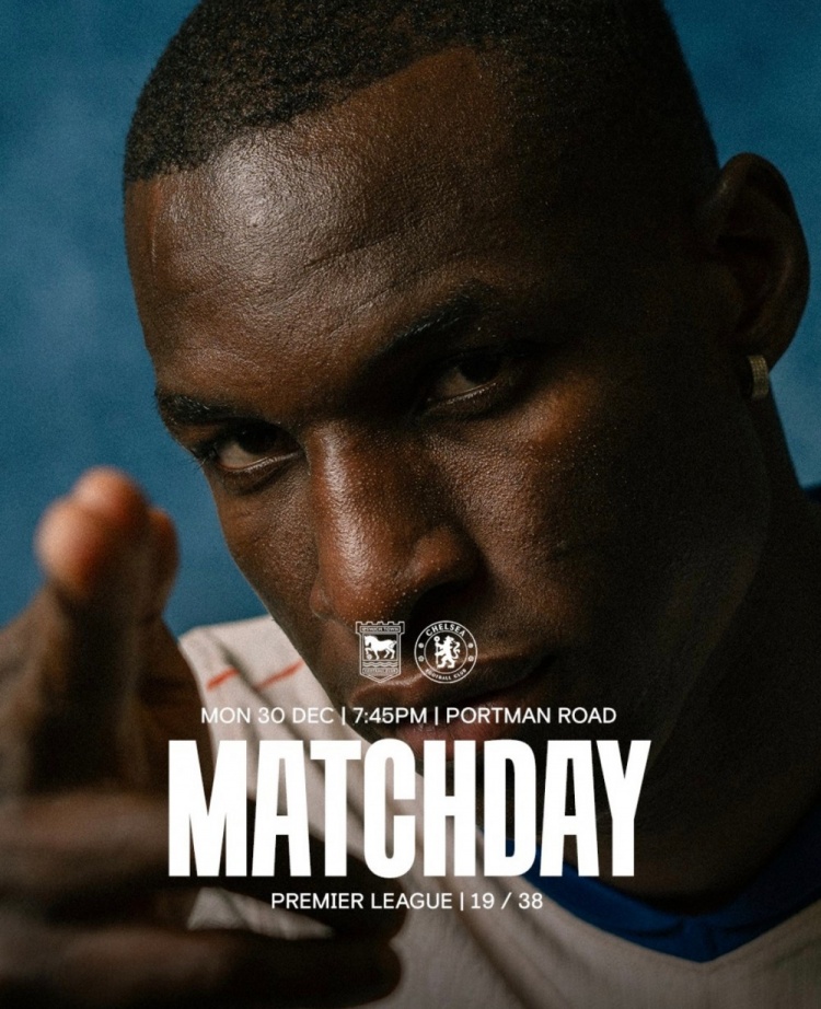 年末收官戰(zhàn)！切爾西官方發(fā)布對陣伊普斯維奇海報，杰克遜出鏡